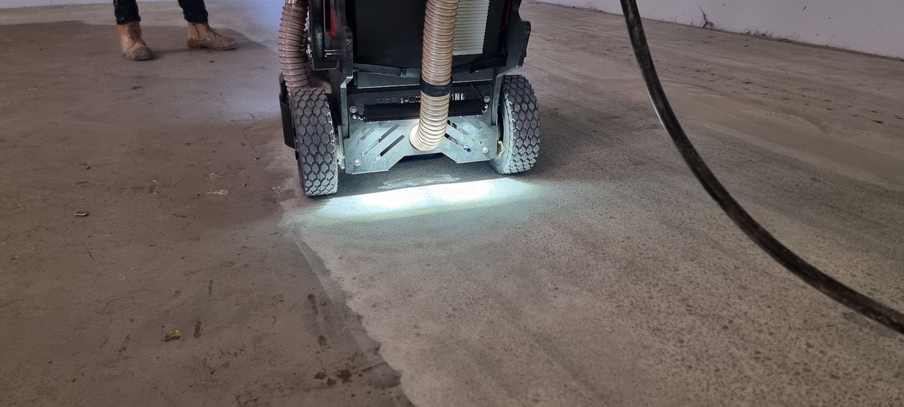 Concrete grinding machine close-up